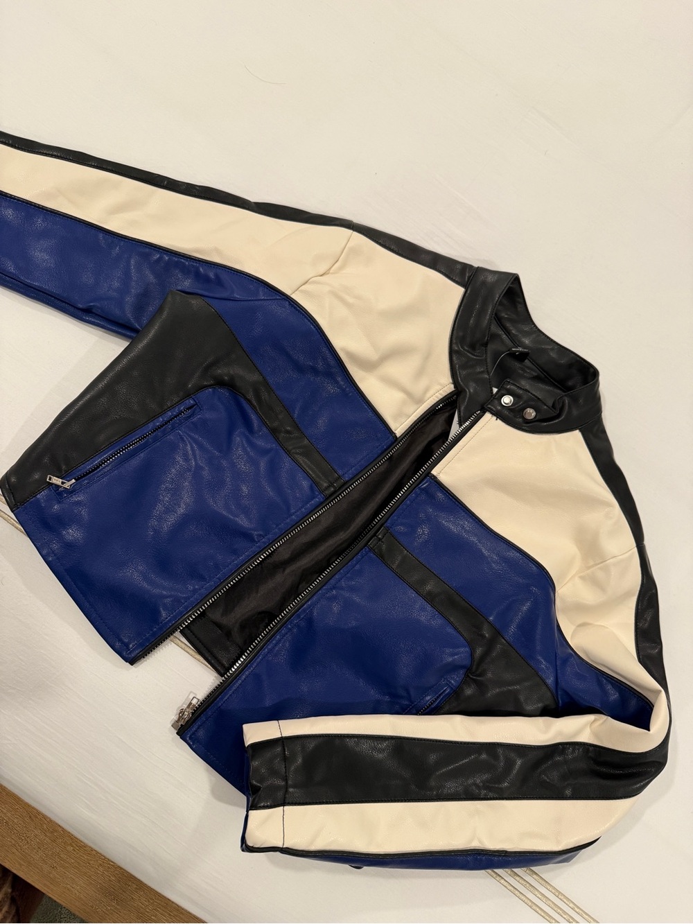 NWT Windsor Colorblock Cropped Leather Moto Jacket
